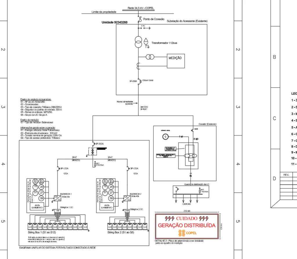 Diagrama Unifilar com Gerador Diesel